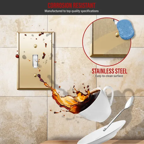 Miniatura 146 de ENERLITES Placa de Pared Metálica para Interruptor de Luz de Palanca, Acero Inoxidable 201, Resistente a la Corrosión, Tamaño Estándar 1-Gang 4.50