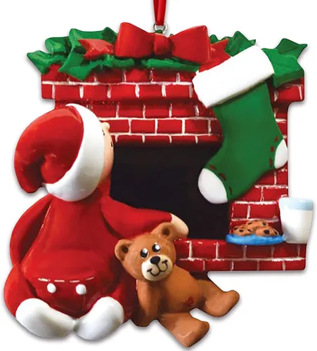 Miniatura 5 de Adorno personalizado para árbol de Navidad 2024 – Adorno de Navidad de la segunda Navidad de Papá Noel 2024 esperando para árbol de Navidad, adorno