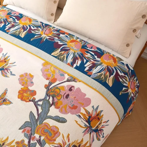 Miniatura 8 de Manta bohemia – Manta suave 100% algodón para cama, 50"x60", reversible, transpirable, ligera, para otoño, todas las estaciones, decoración de casa