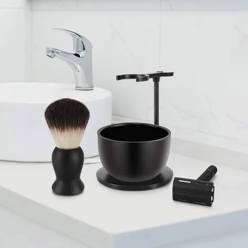 Miniatura 2 de Amazing - Kit de afeitado húmedo para hombre, misterioso juego de afeitado y aseo negro, juego de afeitado pesado de lujo, soporte de afeitar