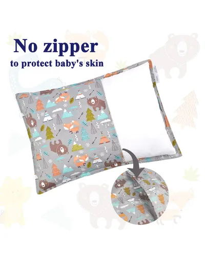 Miniatura 4 de ALVABABY Paquete de 2 fundas de almohada de algodón orgánico para niños pequeños, fundas de almohada para niños de 13 x 18 pulgadas o 12 x 16
