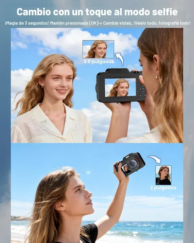 Miniatura 4 de Cámaras digitales 5K para fotografía: Actualización 2026 80MP 3.5 "+2" Pantalla dual para autoencuadre 18X Zoom Cámara de vlogging de enfoque