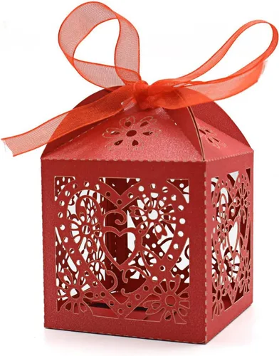Miniatura 7 de Paquete de 50 cajas de dulces de boda con corazones cortados con láser, cajas de regalo pequeñas para bodas, despedidas de soltera, aniversarios, 01