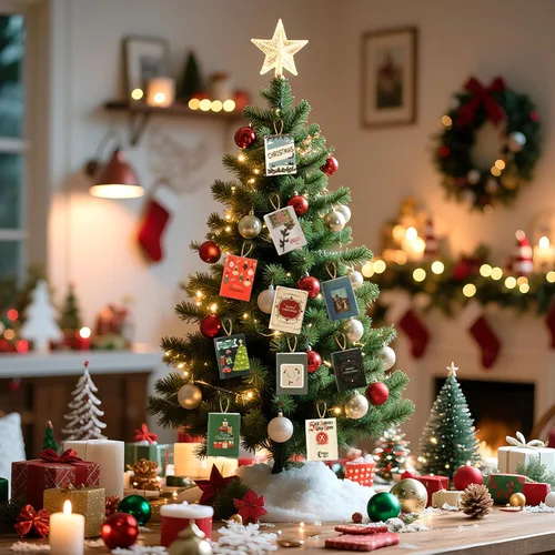 Miniatura 5 de Libros Mini de Navidad, 24 piezas de libros en miniatura 1:12, libros pequeños para accesorios de casa de muñecas, cosas mini de Navidad