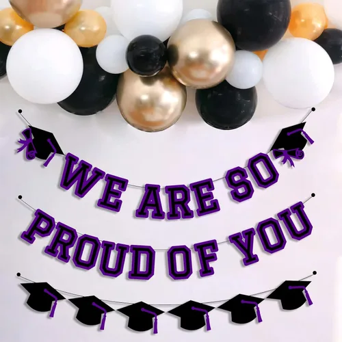 Miniatura 4 de Letrero con texto en inglés «We Are So Proud Of You», decoración para fiesta de graduación, guirnalda de tapa de felicitaciones, letrero de pared