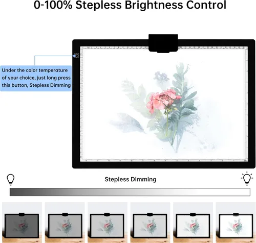 Miniatura 4 de Mlife Almohadilla de luz A3, caja de luz de batería integrada, temperatura de 3 colores, brillo continuo, tablero de luz LED recargable para trazar