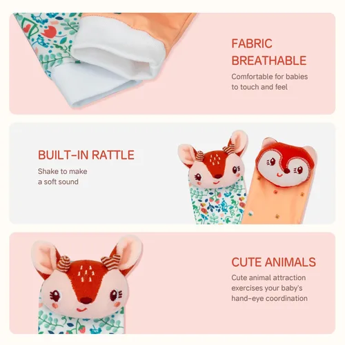 Miniatura 3 de PADONISE Encantadores sonajeros de muñeca y calcetín con animal para bebé, juguete suave para recién nacidos, de 0 a 6 y 6 a 12 meses, buscador