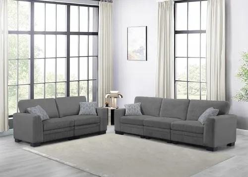 Miniatura 27 de Legend Vansen Sofá modular de gran tamaño, sofá en forma de U de 7 asientos con otomana, sofá de pana con asiento profundo, sofás seccionales Gris