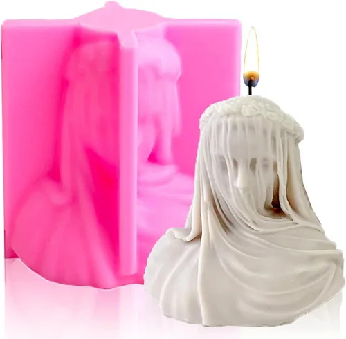 Miniatura 11 de Molde de vela velada para dama, busto femenino velado de silicona, busto velado para mujer, busto de doncella velado, molde de estatua, molde