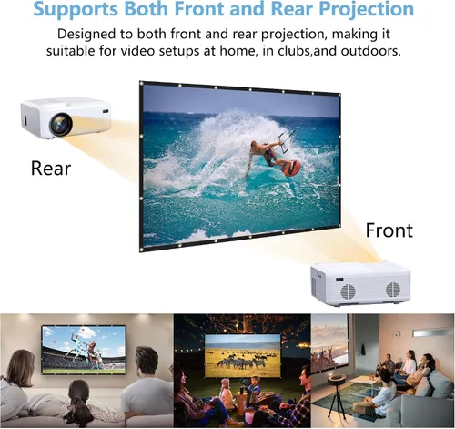 Miniatura 7 de Pantalla de proyección de 120 pulgadas, pantalla de película 4K portátil plegable y lavable 16:9, antiarrugas, pantalla de proyección