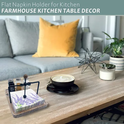 Miniatura 7 de Servilletero plano con salero y pimentero, decoración de mesa de cocina, servilletero rústico 2 en 1 para servilletas de papel, decoración de mesa