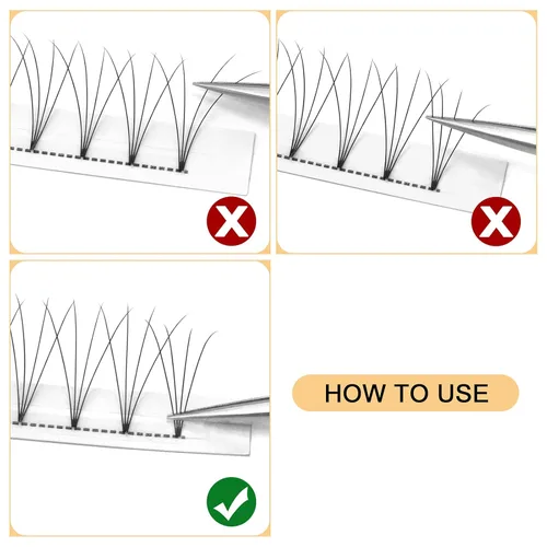 Miniatura 4 de QUEWEL Abanicos de Pestañas Premontados, Abanicos Premontados 4D Extensiones de Pestañas 0.10mm Grosor Rizo D 12mm Extensiones de Pestañas