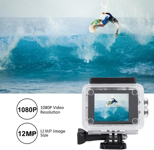 Miniatura 6 de Videocámara de cámara de acción A7, 1080P HD, pantalla de 2.0 pulgadas, resistente al agua de 98.4 ft, gran angular de 140°, batería de 900 mAh