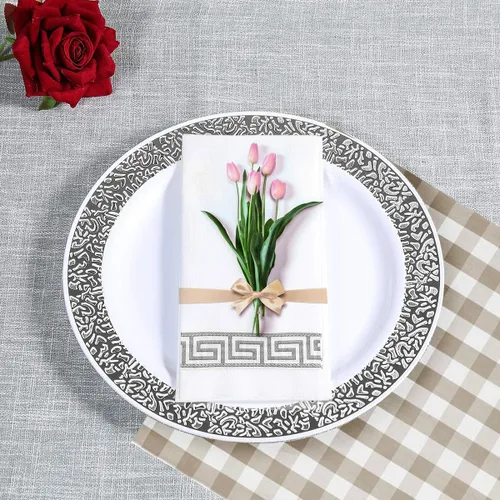 Miniatura 6 de Vplus Paquete de 200 toallas desechables para baño, servilletas decorativas de baño, suaves y absorbentes, desechables, para cocina, bodas, Acción