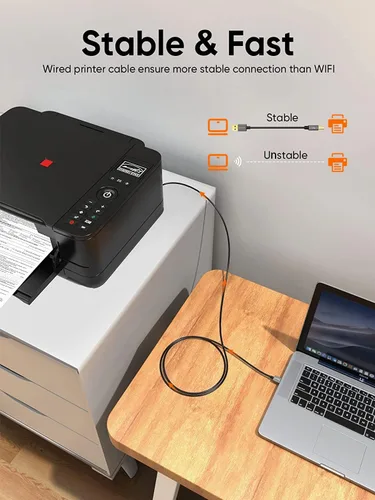 Miniatura 2 de CableCreation Paquete de 2 cables de impresora USB de 10 pies, cable de impresora USB A a B para HP, Brother, Epson, Canon, Piano, Dac, funda