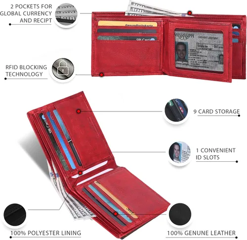 Miniatura 2 de Carteras RFID delgadas para hombres - Cartera de bolsillo frontal de piel genuina