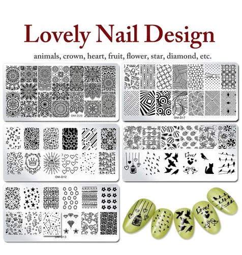 Miniatura 4 de Juego de sellos de uñas, 10 unidades, diseño geométrico, plantilla de placa de uñas, accesorios de arte de uñas, para bricolaje y salón de belleza