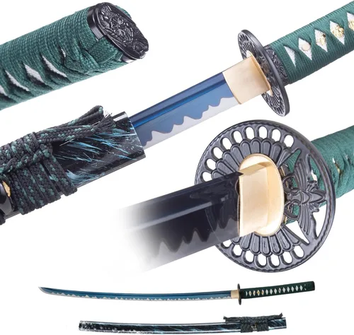 Miniatura 17 de Katana Sword, Handmade Samurai Sword 9260 Spring Steel - Plum Blossom Design, Full Tang & Clay Tempered - Ideal for Training, Practice, Collection &