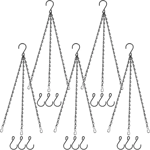 Miniatura 14 de Cadena de cesta colgante, cadenas negras de 3 puntos de 20 pulgadas con ganchos para cestas colgantes, macetas, perfectas para decoración de Negro-3