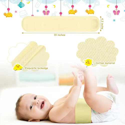 Miniatura 2 de 8 piezas de algodón con cordón umbilical para bebé, suave protector de vientre para bebé, banda para ombligo recién nacido, cinturón de ombligo