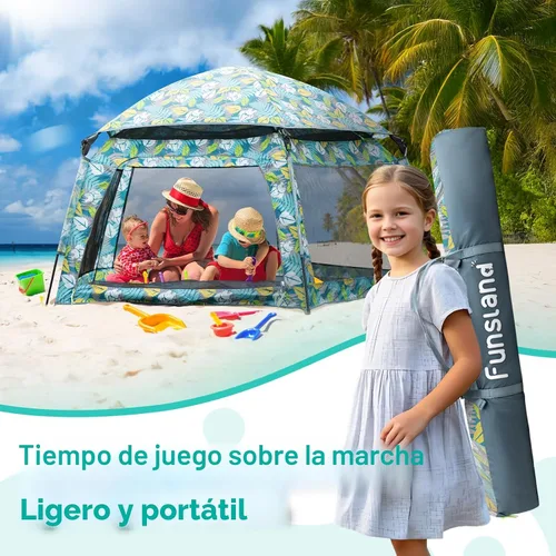 Miniatura 3 de Tienda de campaña desplegable para bebés, tienda de campaña para exteriores e interiores para playa con toldo, bolsa de viaje, patio de juegos Bosque