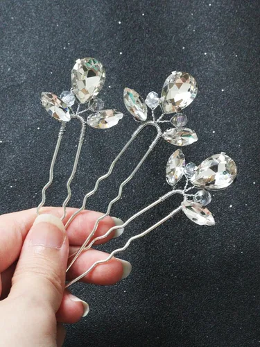 Miniatura 11 de 3 horquillas para el pelo de boda con diamantes de imitación, para novias, hecho a mano, accesorios para el cabello de mujer, accesorios