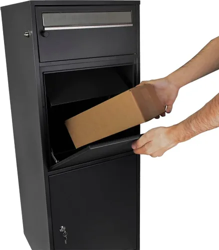 Miniatura 7 de Barska Caja de acero para envío de paquetes grandes para porche con bloqueo de empuje avanzado, ranura para correo y ranura antirrobo
