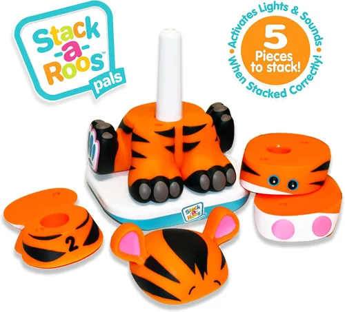 Miniatura 2 de Stack-a-Roos Baby Tiger por Salus Brands - Juguete apilable de animales, juguete educativo de aprendizaje temprano para bebés y niños pequeños, a