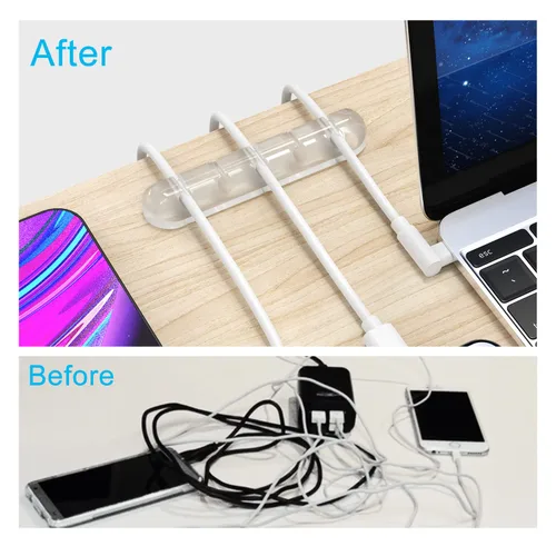 Miniatura 2 de INCHOR Organizador de cables, clips transparentes para gestión de cables, organizadores de cables con soporte para cables USB, organizador de cables