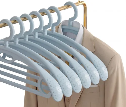 Miniatura 13 de Percha de plástico para ropa, extra gruesa de plástico con hombro ancho para adultos, rotación de 360 grados, antideslizante, percha estándar