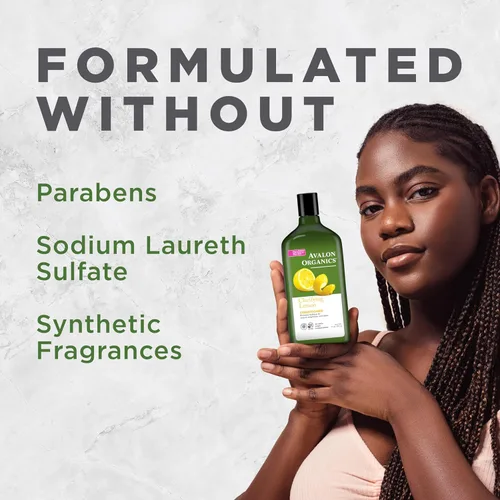 Miniatura 5 de Avalon Organics Champú Clarificante de Limón, Elimina la Acumulación para Restaurar Brillo y Luminosidad, 11 Onzas Líquidas