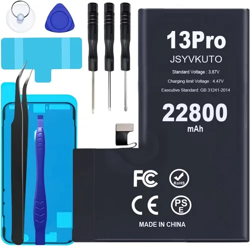 Batería de 22800 mAh para iPhone 13 Pro, nueva batería de repuesto de 0 ciclos mejorada de mayor capacidad para iPhone 13 Pro con juego completo de