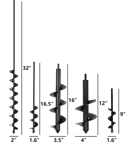 Miniatura 2 de Juego de 5 brocas helicoidales para plantar, broca helicoidal de jardín de alta resistencia, herramienta plantadora de bulbos para plantar plantas