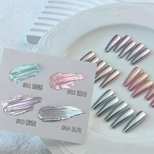 Miniatura 8 de Moonlight - Polvo de uñas cromado, arco iris, 3 frascos, polvo de uñas Aurora, unicornio, sirena, cromado, polvo para uñas, purpurina