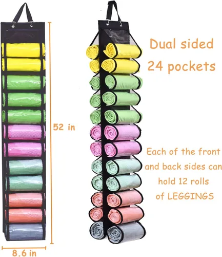 Miniatura 2 de Bolsa de almacenamiento para leggings con colgador, puede contener 24 leggings o camisas, compartimento para jeans, colgador de almacenamiento