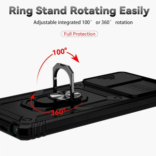Miniatura 5 de Funda para Galaxy Note 20 5G, Samsung Note 20 SM-N981U con protector de pantalla de vidrio templado y cubierta de cámara deslizante, anillo Negro