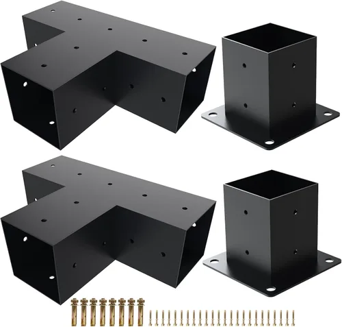 Miniatura 11 de Kit de pérgola - Soportes de 5 vías para vigas de madera de 4 x 4 pulgadas, cenadores, patio y cobertizos