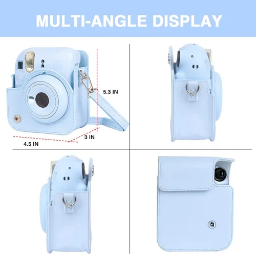 Miniatura 4 de CAIYOULE Funda para cámara para Fujifilm Instax Mini 12 cámara de película instantánea, bolsa cruzada protectora de cuero para cámara Fuji Mini 12