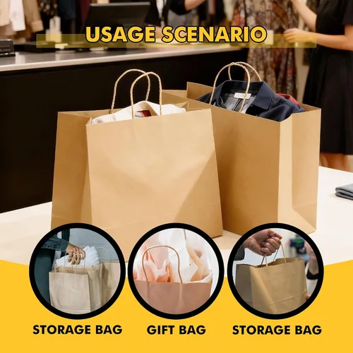 Miniatura 5 de RACETOP Bolsas de Papel Marrón Grandes con Asas al Por Mayor 100 Piezas 16x6x12 Pulgadas Bolsas de Regalo al Por Mayor, Bolsas de Papel Kraft Marrón