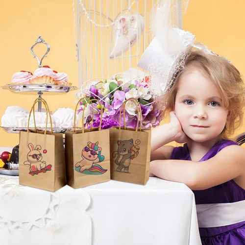 Miniatura 6 de SPERPAND 150 bolsas de regalo pequeñas, bolsa de papel marrón de 6.5 pulgadas, bolsas de regalo de papel kraft para cumpleaños, baby shower