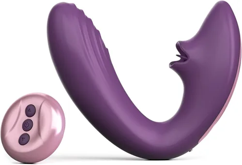 Tracy's Dog Vibrador para lamer clítoris y punto G para mujeres, juguete sexual para adultos con control remoto con 7 modos de lamer la lengua y 10