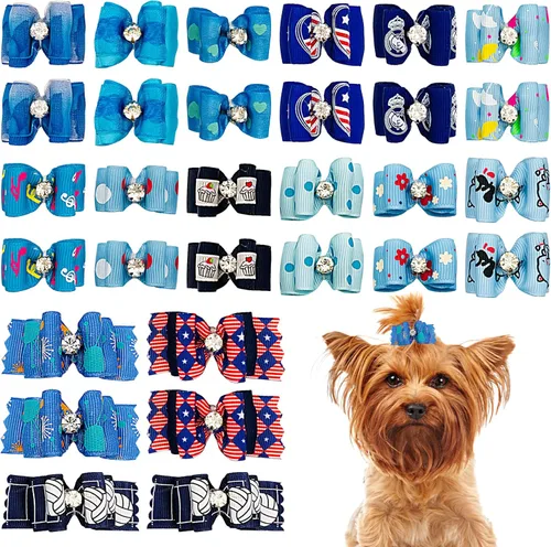 Miniatura 14 de PET SHOW Mixed Styles - Lazos para el pelo para perros pequeños con bandas de goma, accesorios de aseo para mascotas, gatos, cachorros, color rosa
