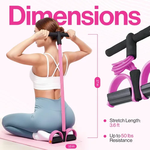 Miniatura 6 de Correa de resistencia con pedal y asa, banda de resistencia multifunción de 6 tubos con pedal para pies, equipo de entrenamiento para brazos