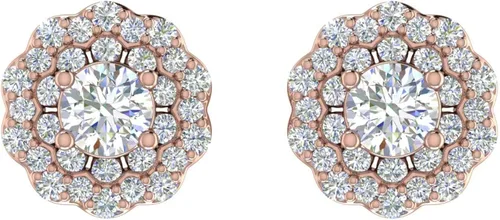Miniatura 3 de Pendientes de tuerca con halo de diamante de 12 quilates en oro de 10 quilates o platino 950