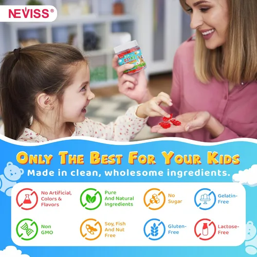 Miniatura 7 de Gomas de vitamina D3 K2 para niños + calcio, magnesio, zinc, fósforo, vitamina C, suplemento multivitamínico para niños D3 y K2 para la salud ósea