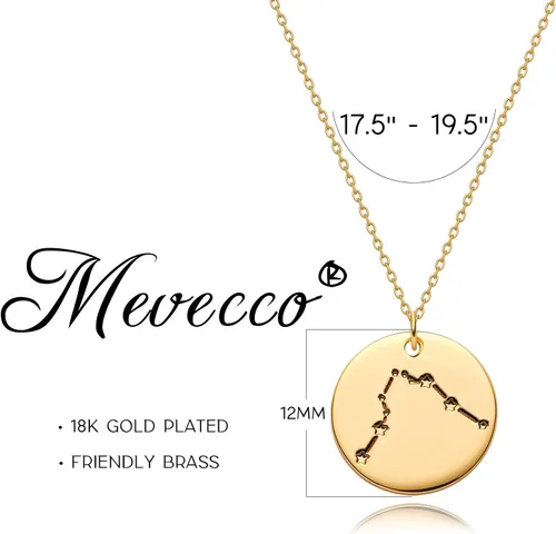 Miniatura 4 de Mevecco - Collar de oro, disco de moneda, zodiaco, 12 constelaciones, estrella conectada, grabado con horóscopo, colgante de astrología, cadena