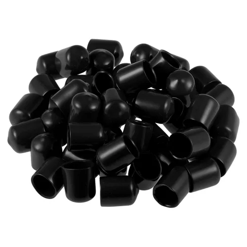 Miniatura 4 de uxcell 80 tapas de goma de 0.551 in de vinilo de identificación redonda tapa tapa de rosca de tornillo protectores negro