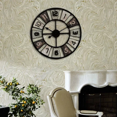 Miniatura 8 de Wall ClockGiant Wall Clock, 60 Cm Metal Silent Wall Clock Vintage Design Wall Clock for Kitchen, Living Room, Bedroom, Office, Bar