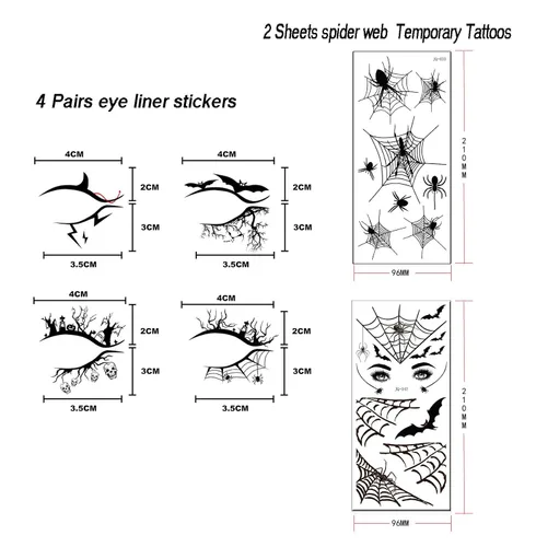 Miniatura 2 de Pegatinas temporales de tatuaje de telaraña de Halloween, sombra de ojos, delineador de ojos, maquillaje de ojos para mujeres y niñas, fiesta