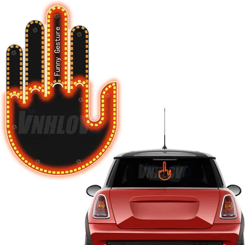 Luces LED de dedo para automóvil, luz de gesto, divertidas luces de advertencia multifuncionales, luz trasera para compartimiento de equipaje, luces